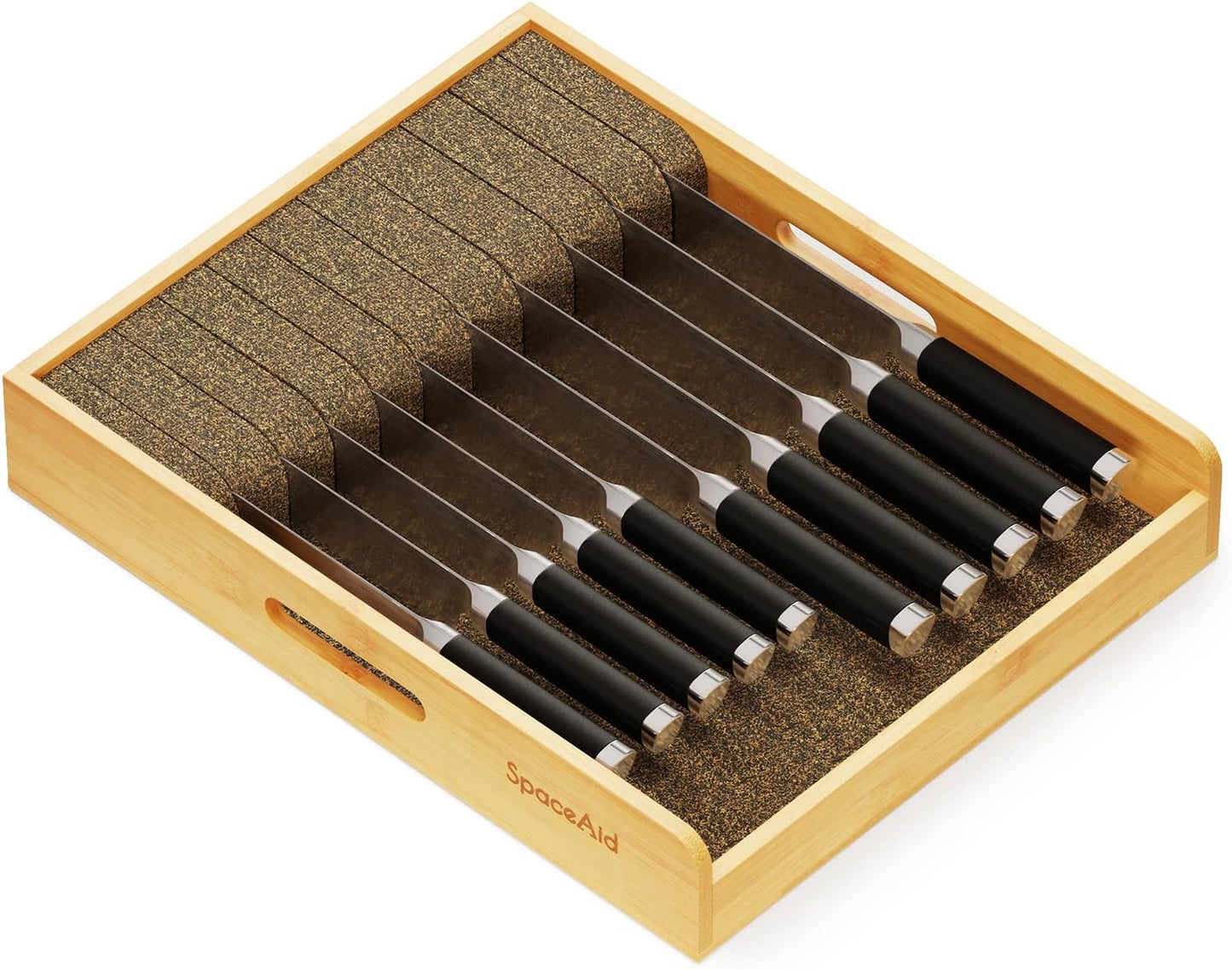 Large Knife Drawer Organizer Bamboo Insert Dock
