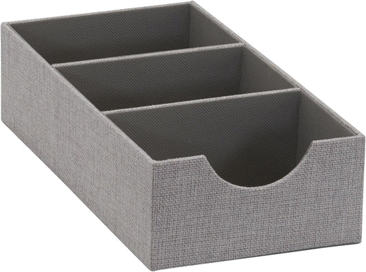 Grey 727-1 Deep 3 Section Drawer Organizer Box for Storage | 12 in x 6.13 in x 3.13