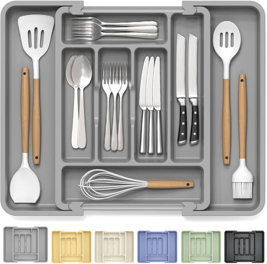 Large Silverware Organizer for Kitchen Drawer & Utensils - Expandable Drawer Organizer for Cutlery