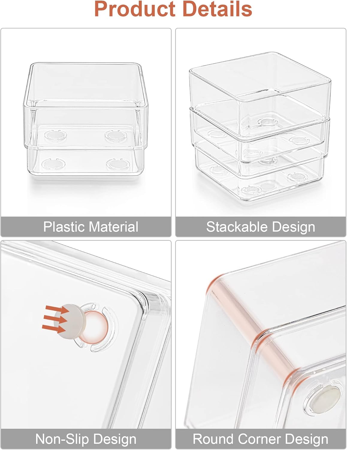 29-Piece Drawer Organizer with Non-Slip Silicone Pads