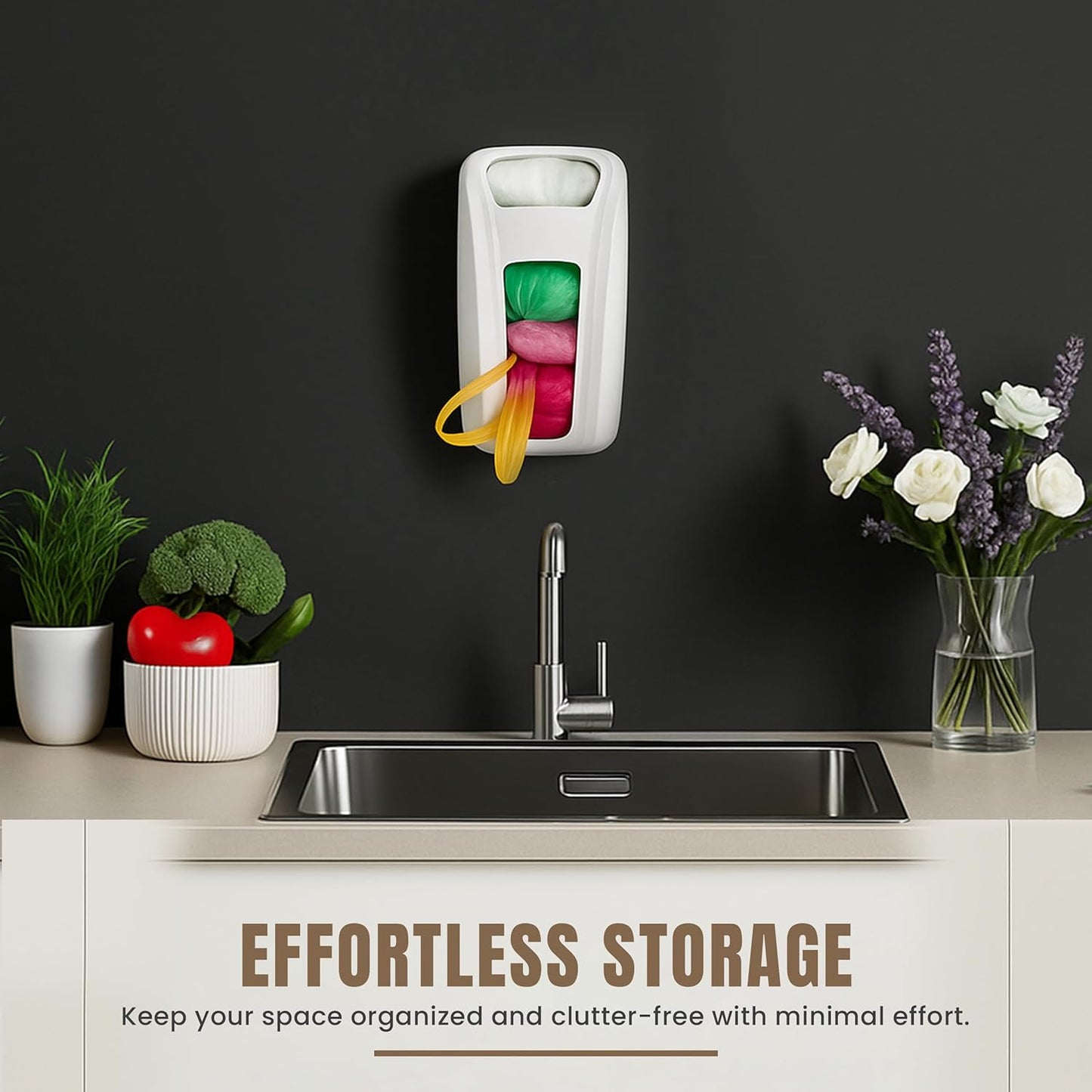 Plastic Bag Holder For Grocery Bags, Durable Plastic Bag Organizer Wall Mount