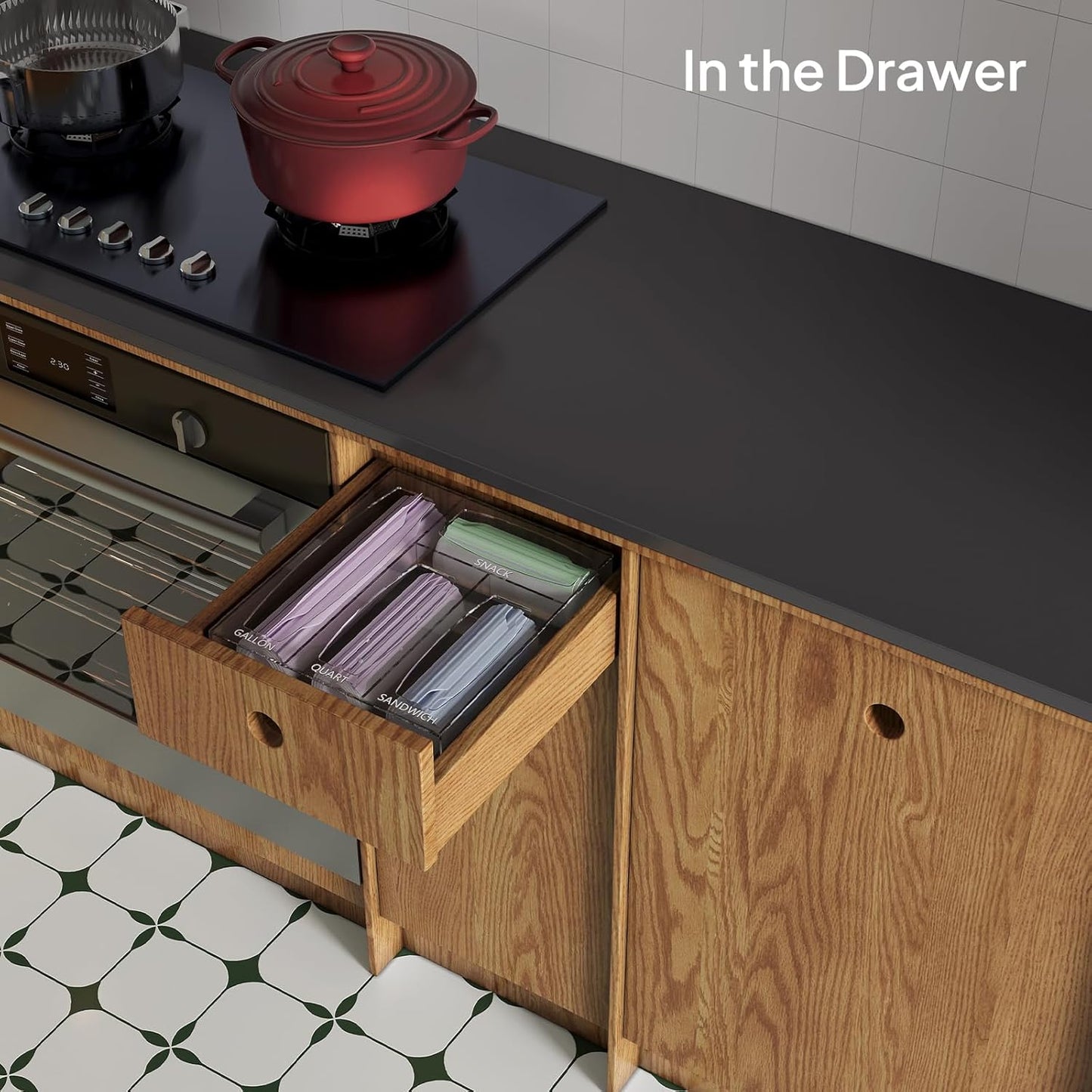 Acrylic Bags Storage Organizer - Baggie Bags Drawer Organizer & Plastic Food Storage Bags Holder
