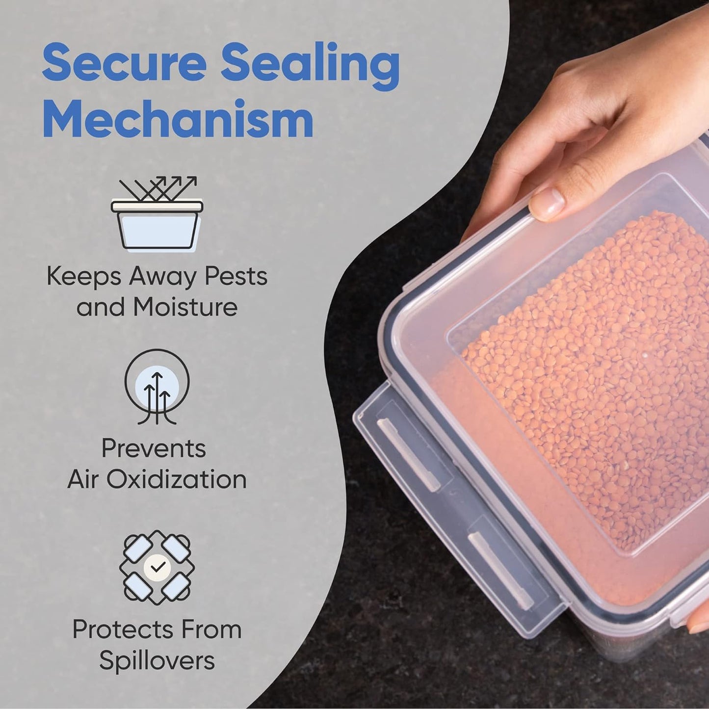 Extra Large Airtight Food Storage Containers with Lids, Pack of 2, 6.5L, 220Oz