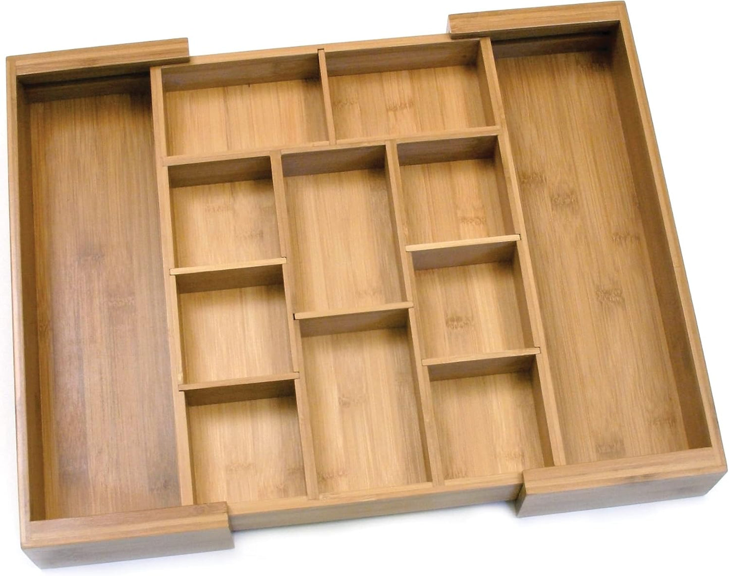 8882 Bamboo Wood Expandable to 18-3/4" Flatware Drawer Organizer with Removable Dividers