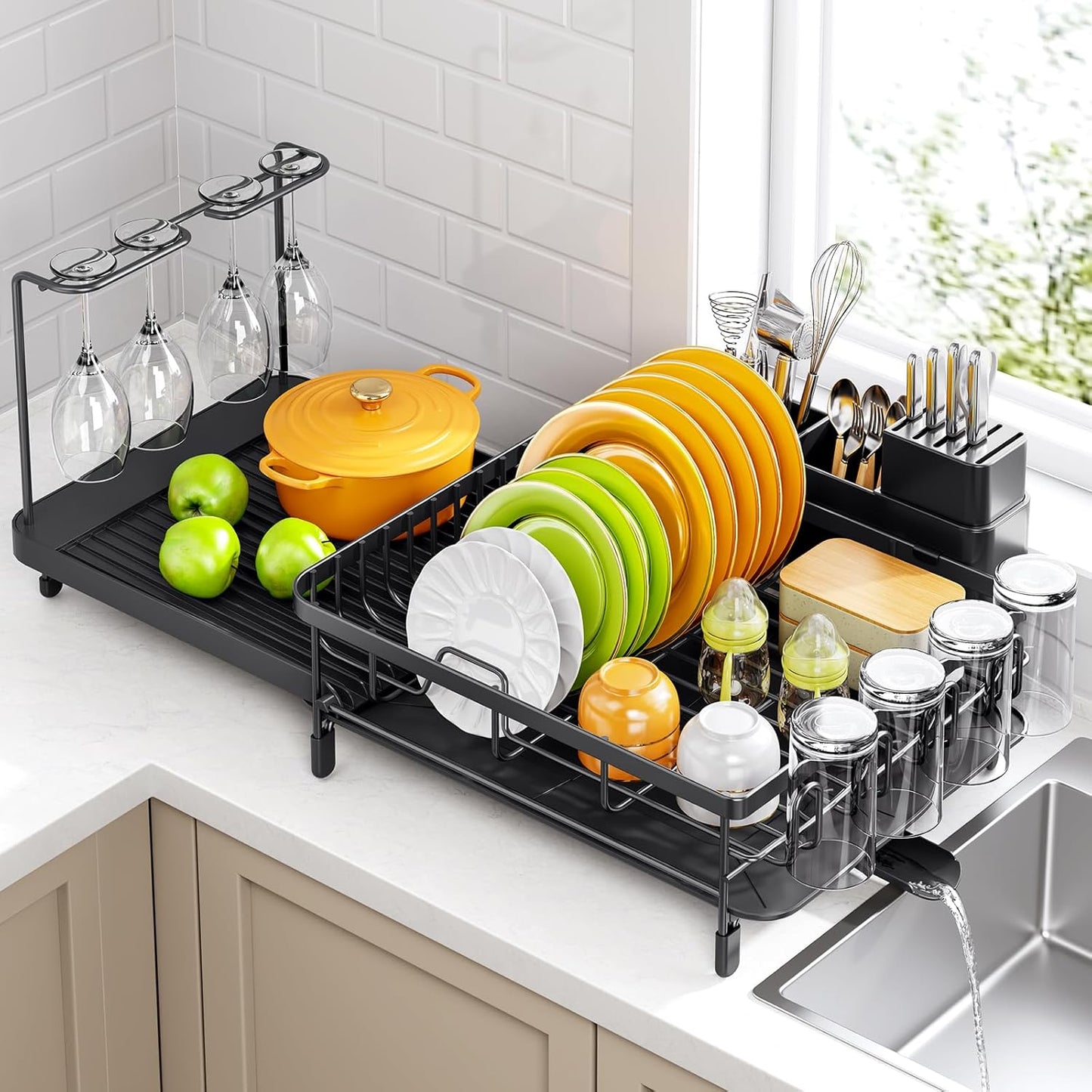 Large Dish Drying Rack – Expandable Dish Rack for Kitchen Counter