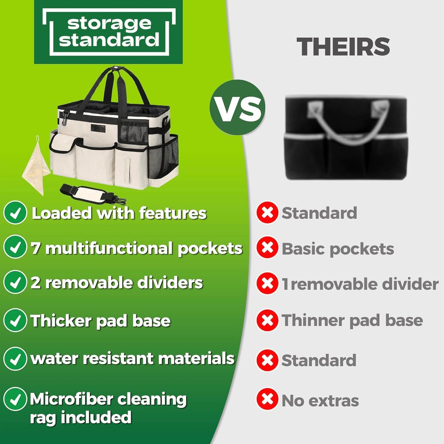 Cleaning Caddy Organizer with Handle - Large Caddy Bag for House & Bathroom Cleaning Supplies
