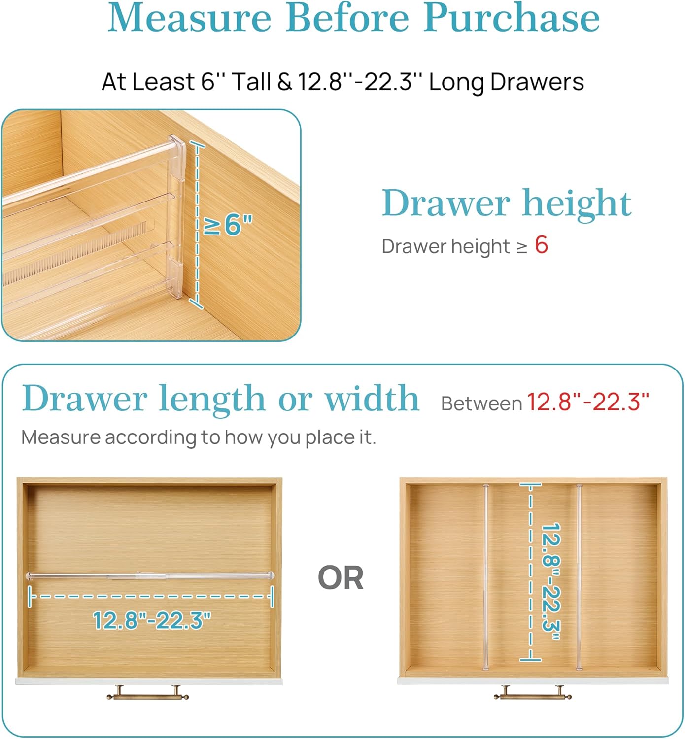 8 Pack 6" Tall Upgrade Drawer Dividers for Big and Deep Drawer
