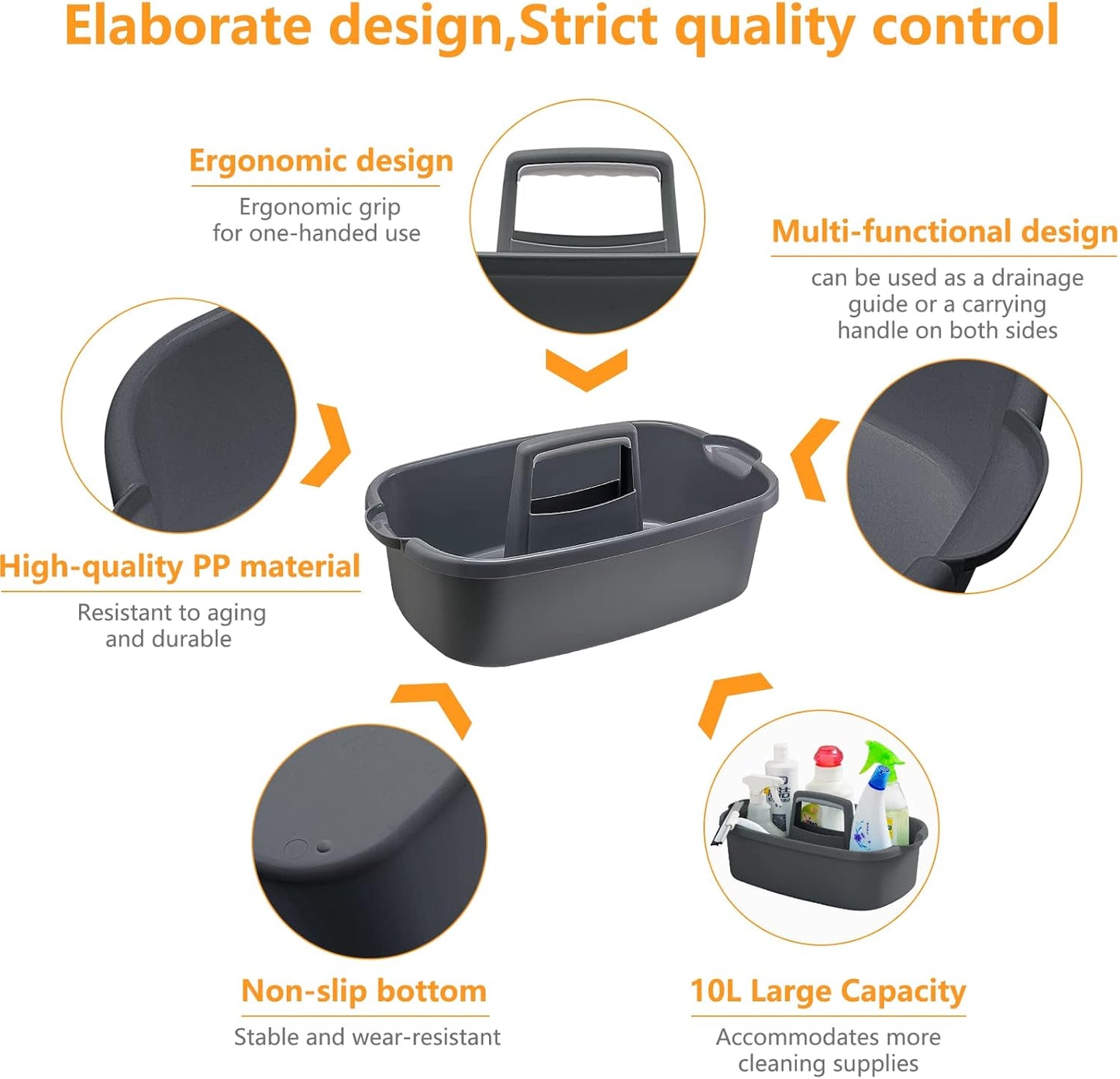 Multi-Purpose Plastic Cleaning Caddy with Handle