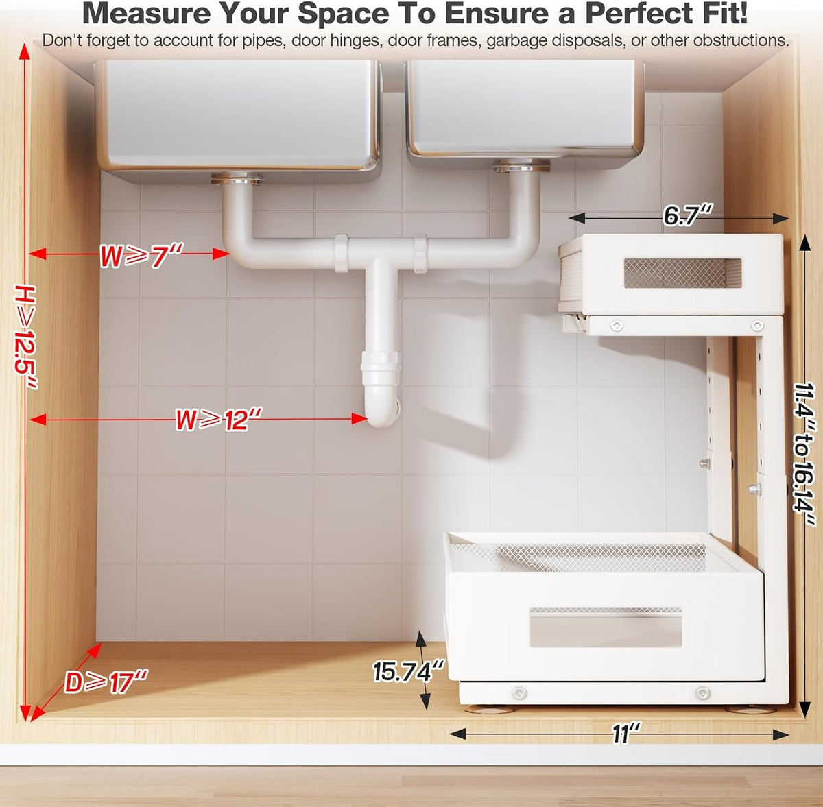 2-Pack Under Sink Storage Organizer