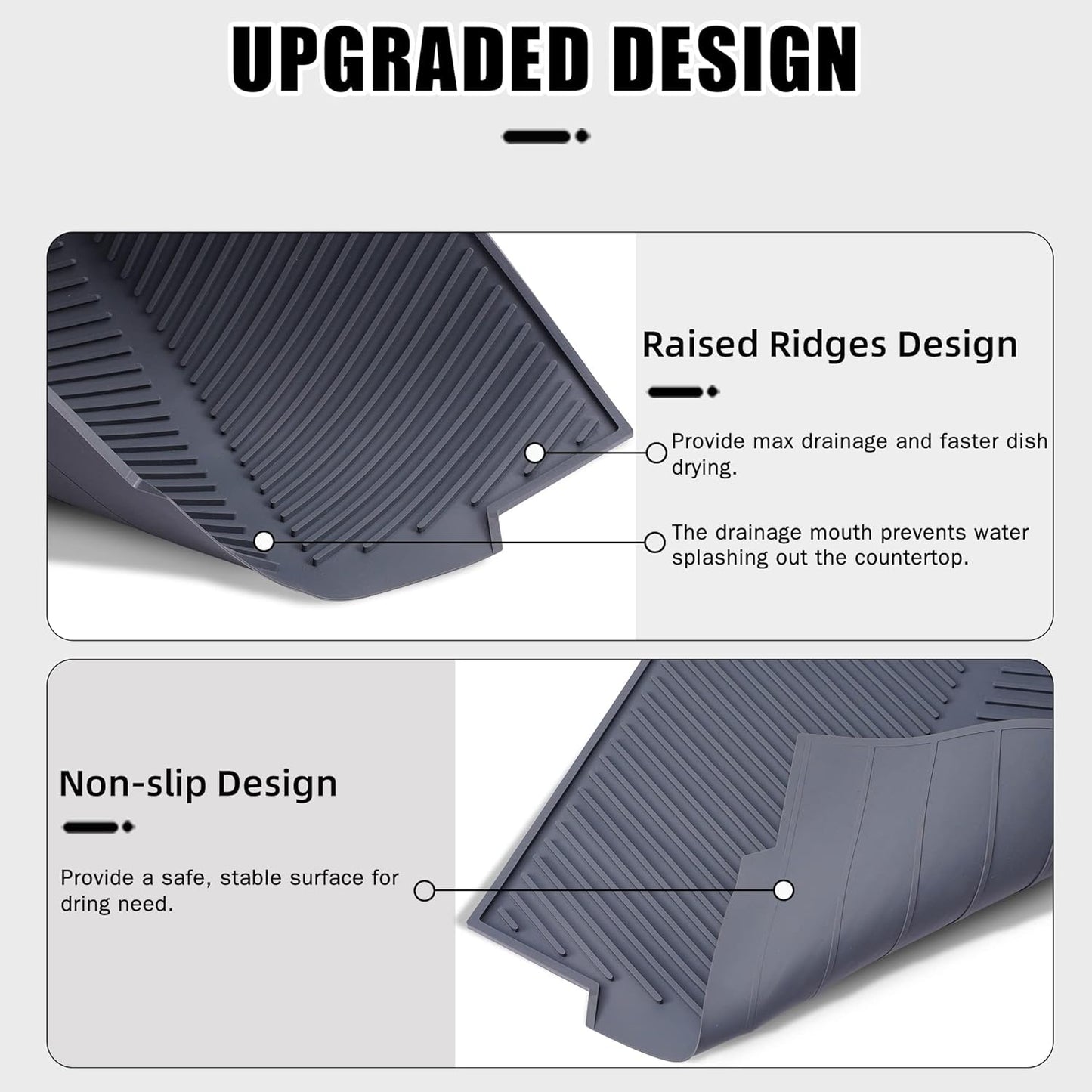 Dish Drying Mat for Kitchen Counter, Silicone Large Dish Drying Pad