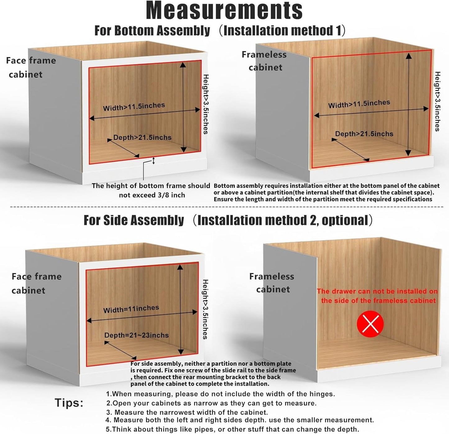 10”W x 21”D x 3”H Soft Close Slide Out Wood Drawer Organizer for Kitchen