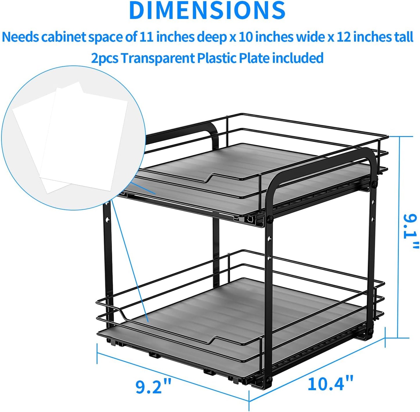 Spice Rack Organizer for Cabinet, 2 Tier Pull Out Spice Racks for Inside Cabinets & Pantry