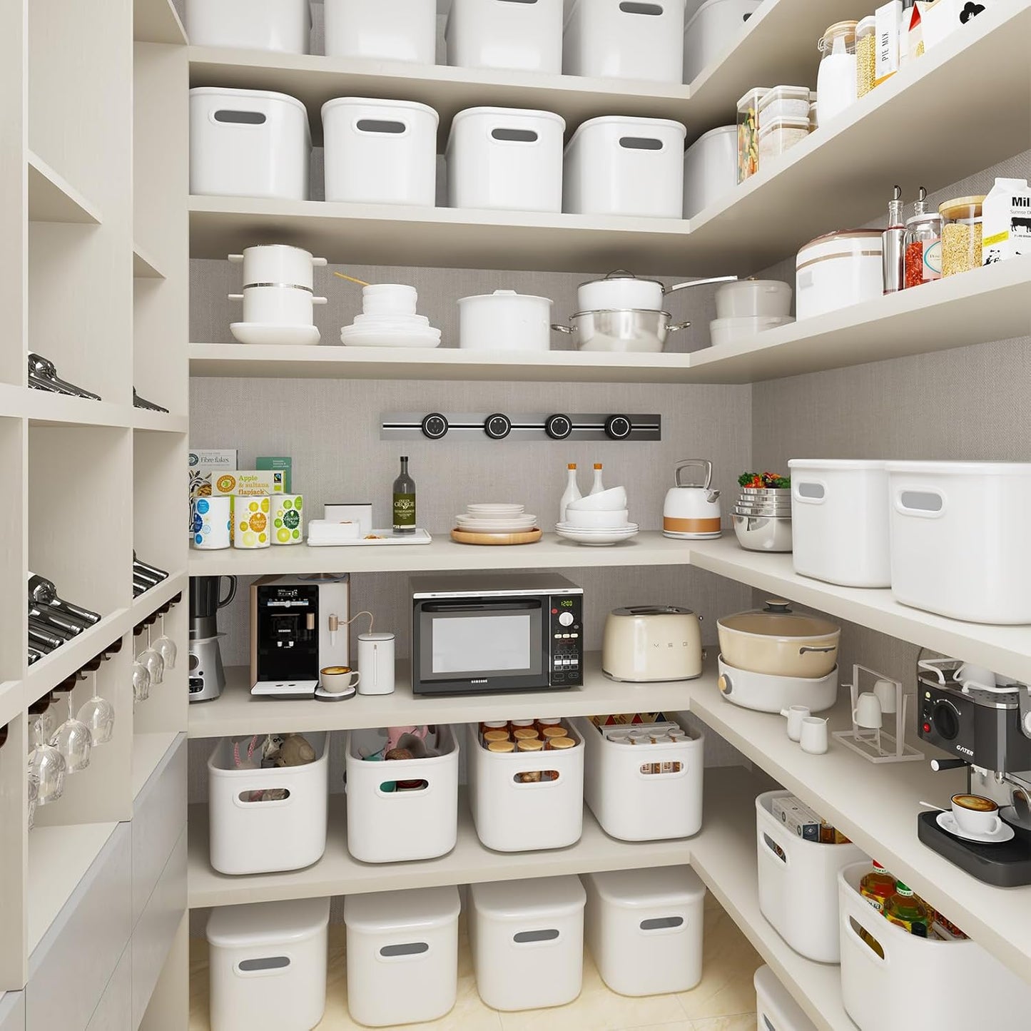 8 Pack White Storage Bins with Lids for Shelves, White Storage Containers with Lids for Organizing