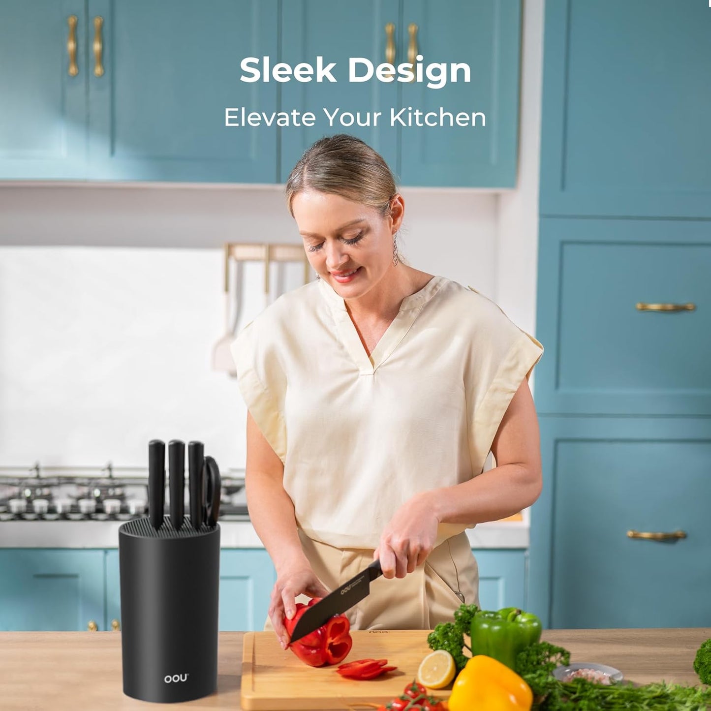 Universal Knife Block Holder Without Knives, Round Kitchen Knife Holder