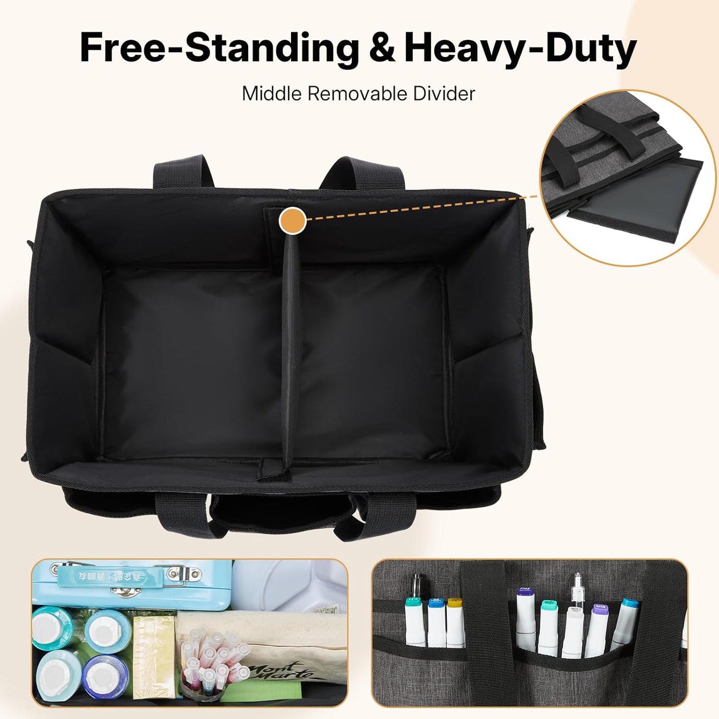 Craft Tote Bag, Art Organizer,Cleaning Supply Caddy, Carrying Bag with Handle for Multi-Purpose