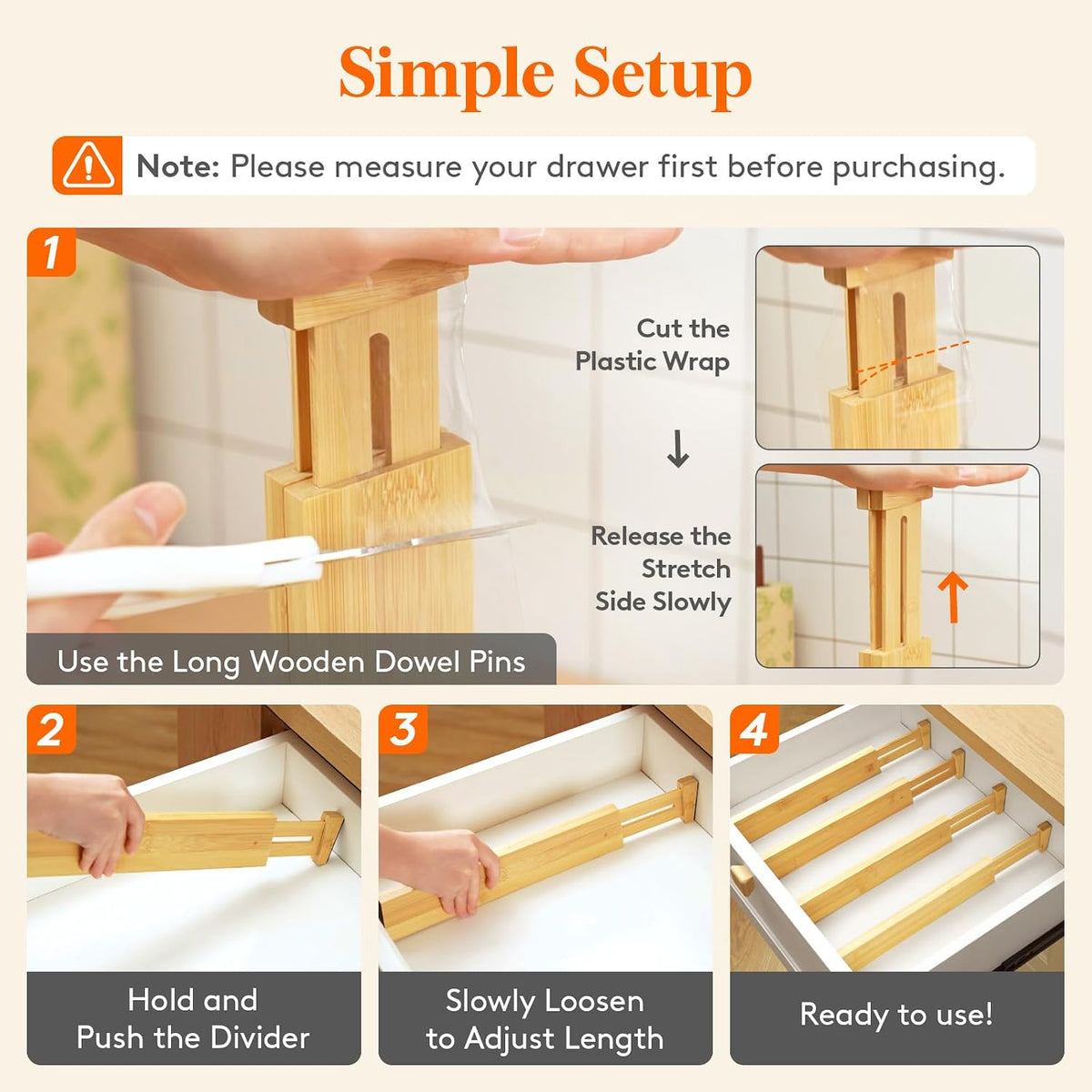 Lifewit 2.4" Kitchen Drawer Dividers
