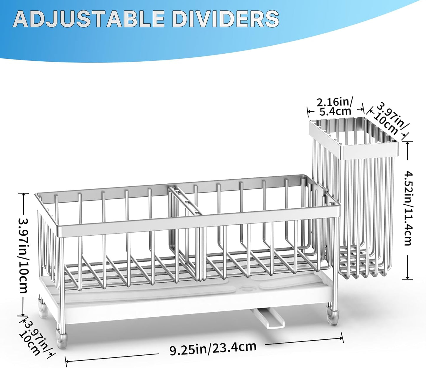 Sponge Holder for Kitchen Sink, Sink Caddy Organizer with High Brush Holder