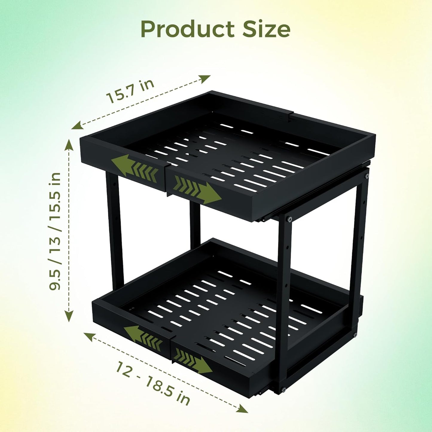 Expandable Pull Out Cabinet Organizer, 2-Tier Slide Out Drawer for Kitchen Cabinets