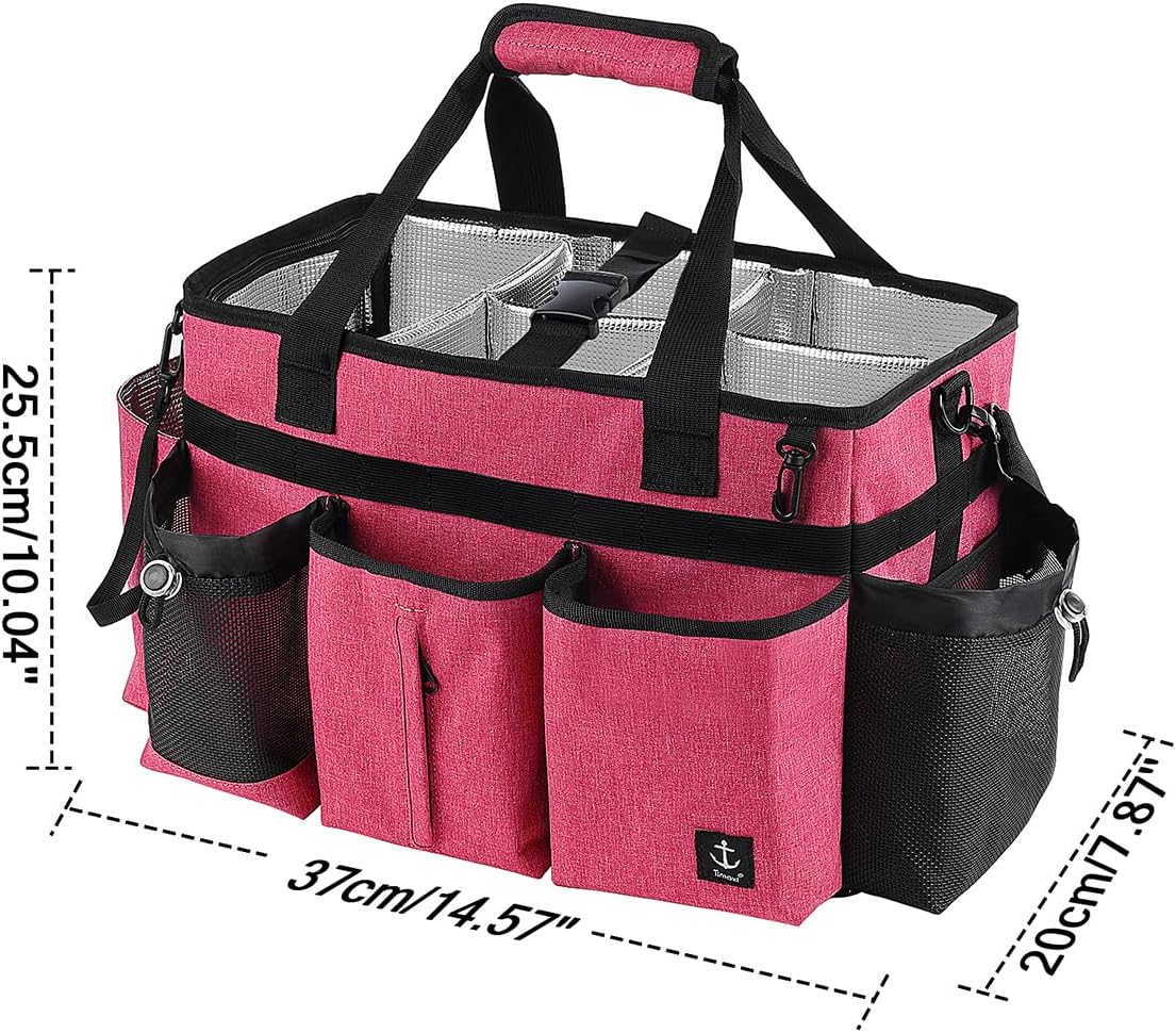 Large Cleaning Caddy Bag Built-in Sturdy Support Board, Cleaning Organizer with Detachable Divider
