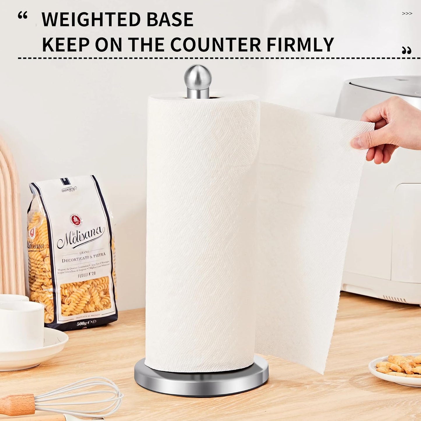 Paper Towel Holder Countertop, Paper Towel Holder with Solid Weighted Base