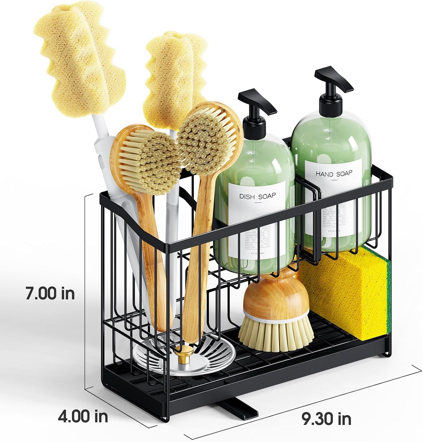 Kitchen Sink Caddy, 2-Tier Self-Draining Sponge & Dish Brush Holder