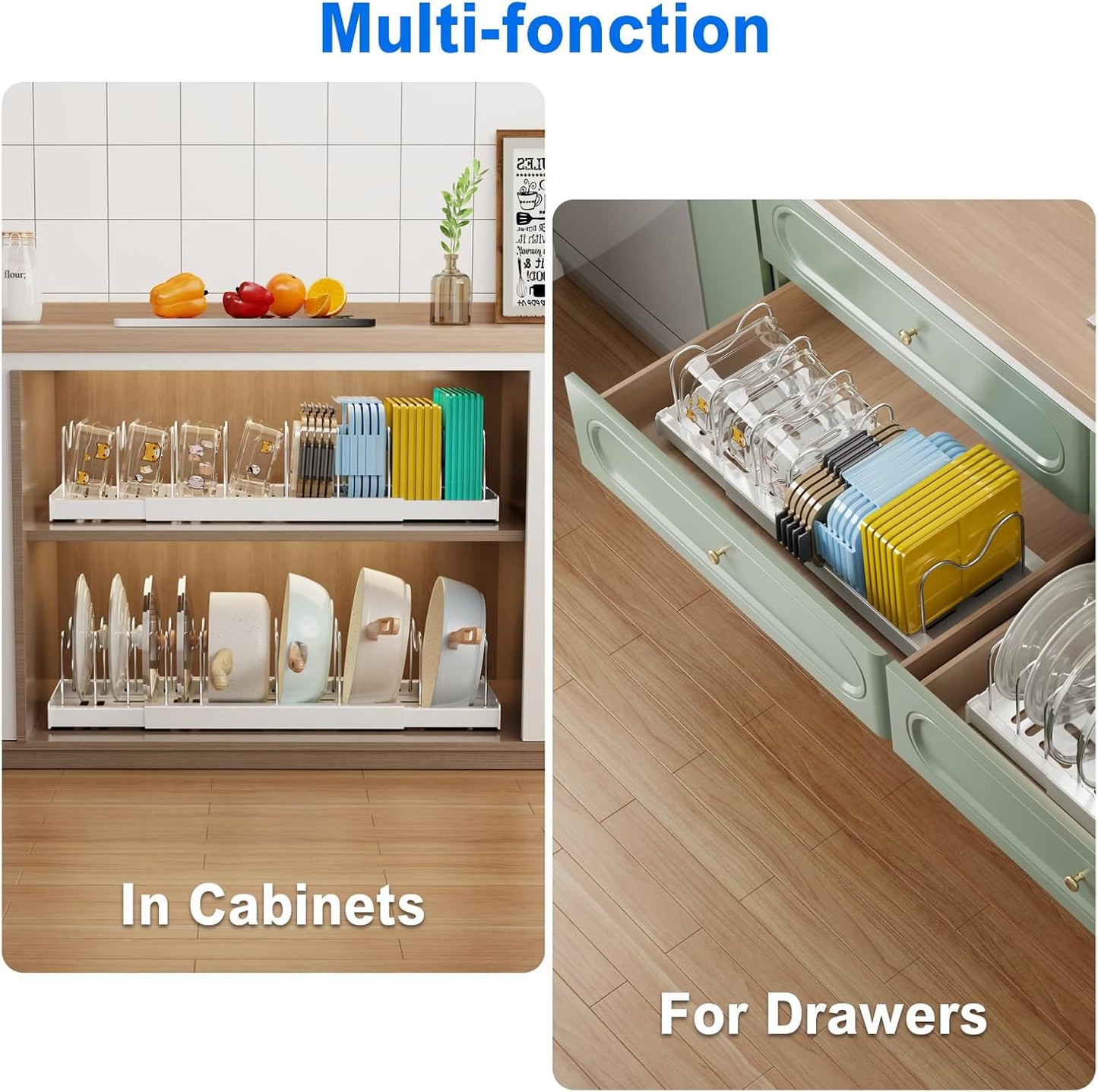 2 Pack Pots and Pans Organizer Under Cabinet