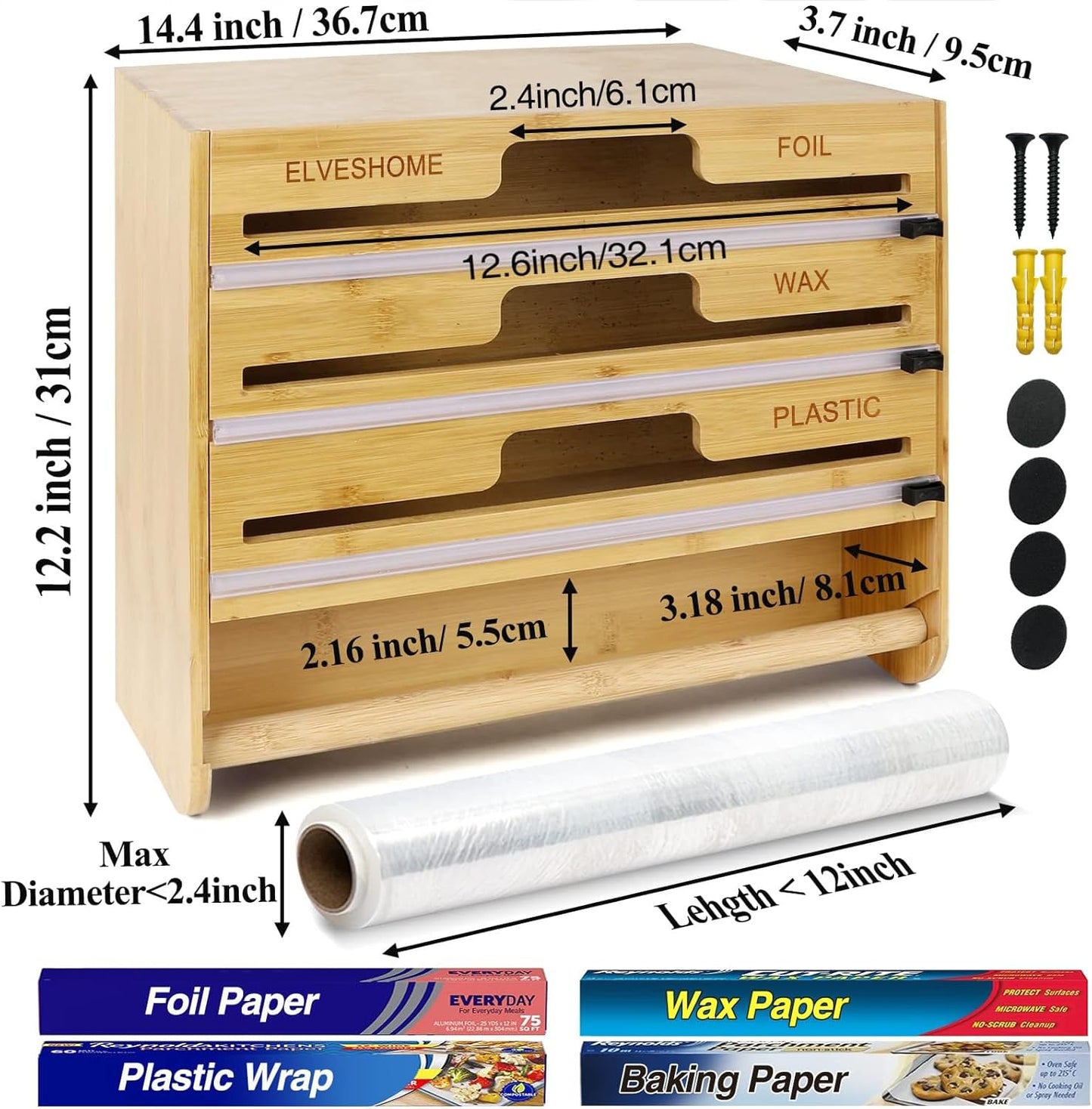 5 in 1 Foil and Plastic Wrap Organizer with Cutter