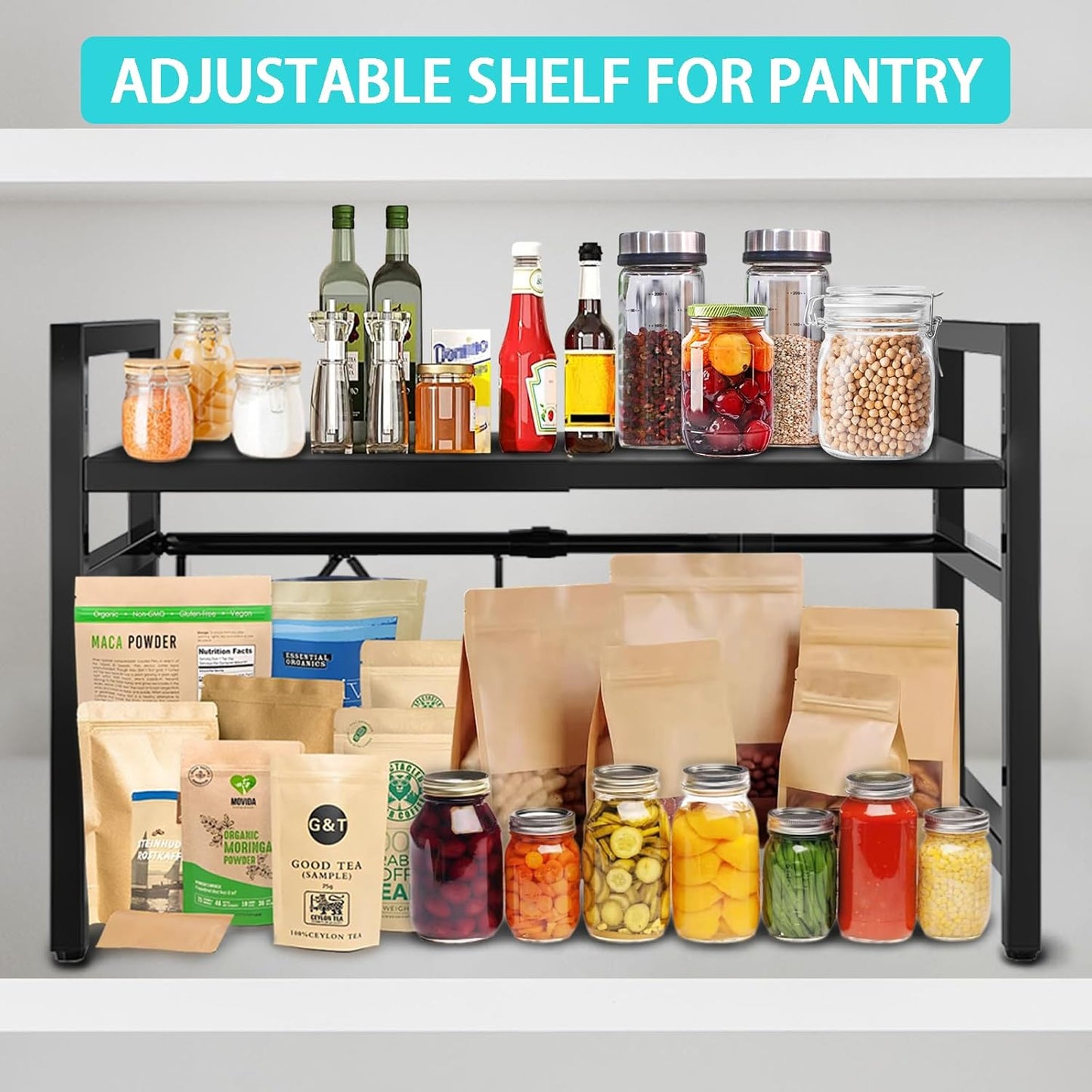 Kitchen Countertop Shelf Organizer, Expandable Microwave Shelf Stand for Counter,Cabinet Shelf Organizer for Pantry Kitchen Cabinet