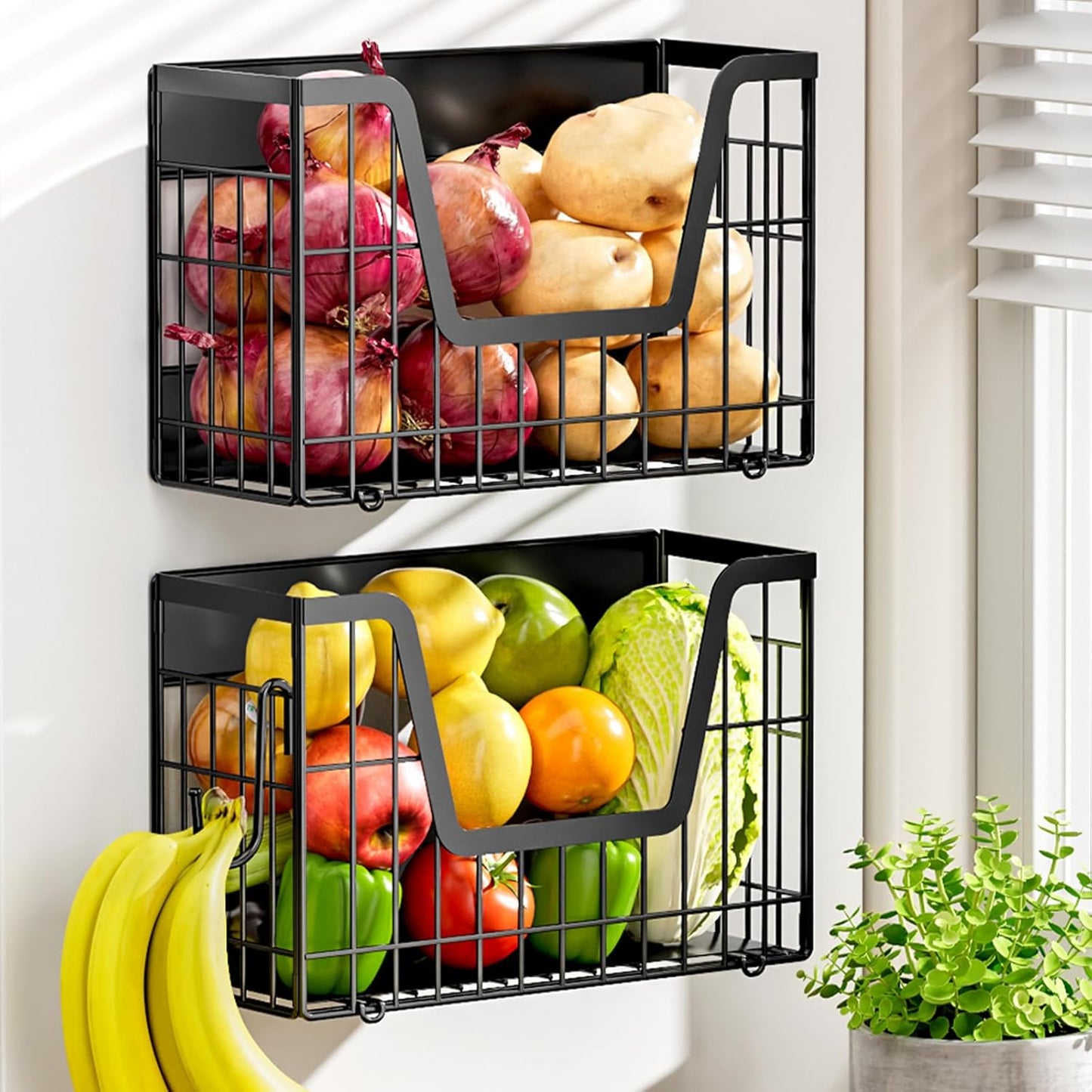2 Set Magnetic Shelf for Fridge, Potato & Onion Storage Bins
