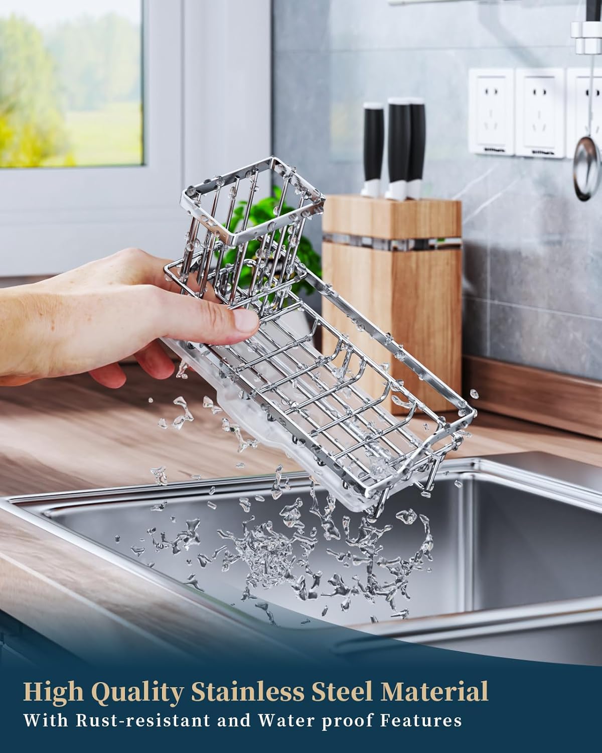 Sink Caddy, Kitchen Sponge Holder with Dish Brush Holder
