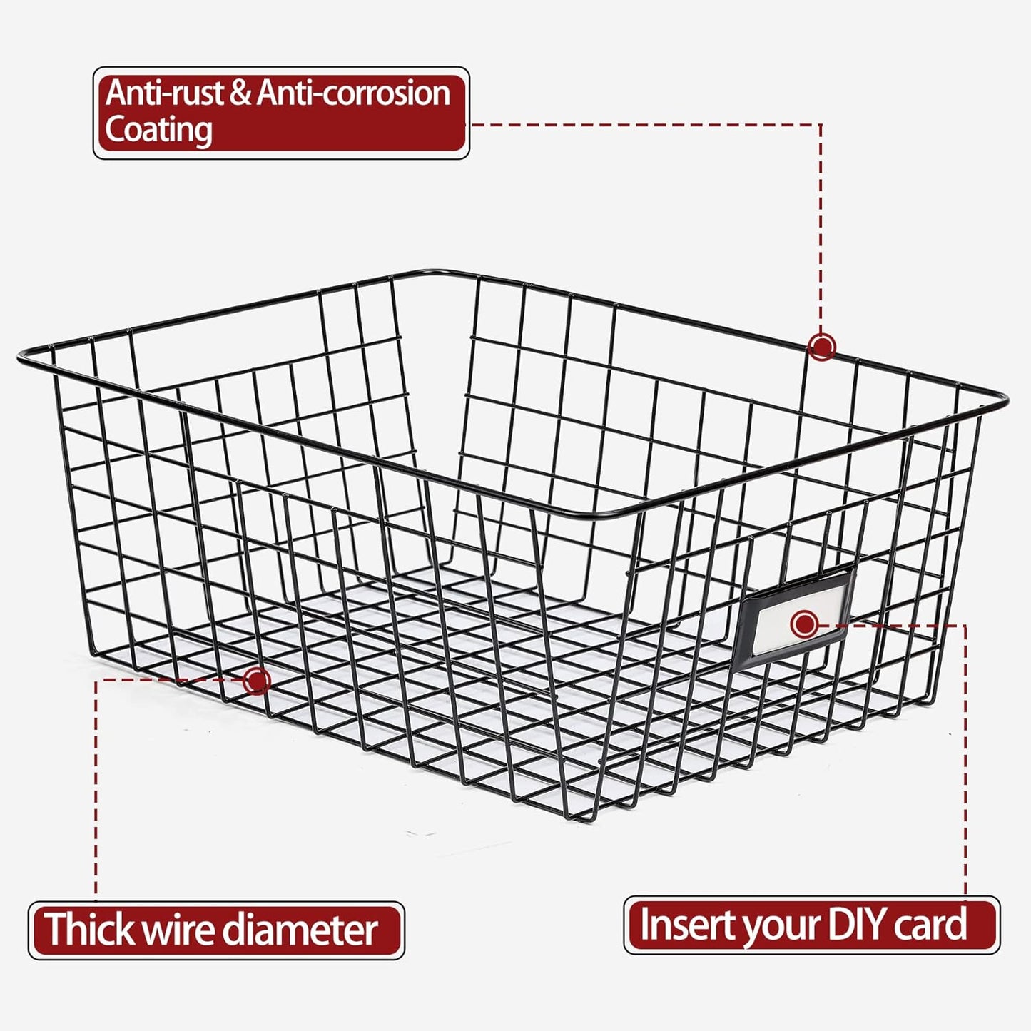 6 Pack Wire Baskets for Pantry Organization and Storage, Kitchen Organizer