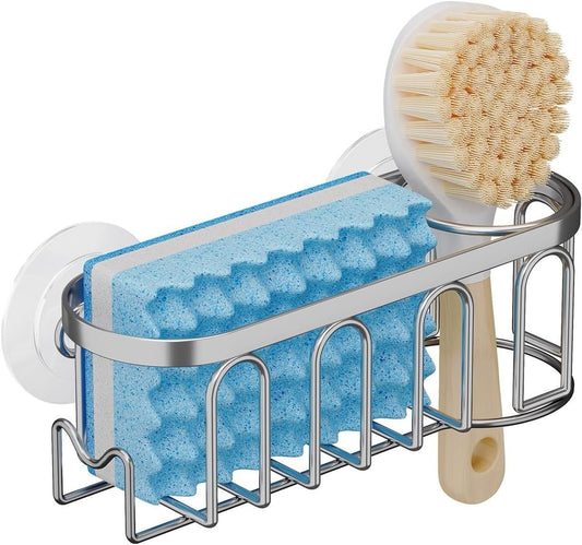 Sink Caddy Sponge Holder for Kitchen Sink 2 Suspension Options(Suction Cups and Adhesive Hook)