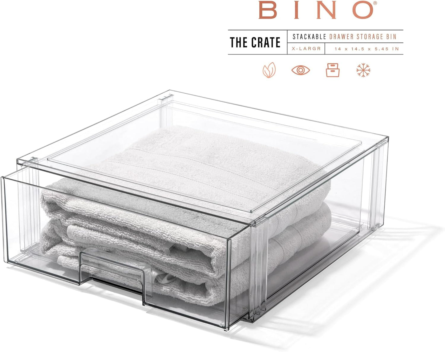 Stackable Storage Drawers, X-Large - Clear | THE CRATE COLLECTION | Storage Bins With Drawers | Bathroom Organizers | Under Sink Organizer | Vanity Cabinet Home Organization