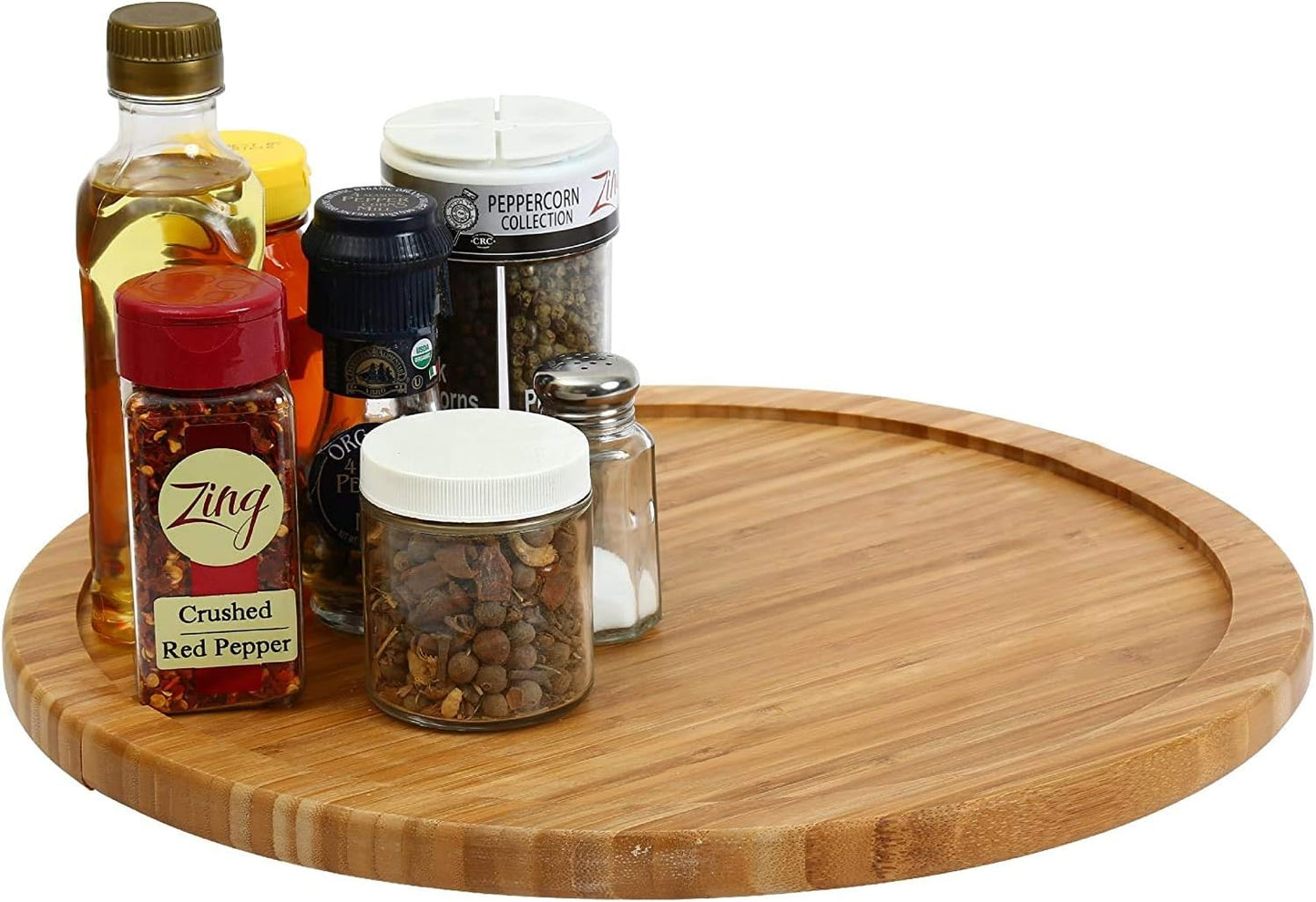 Bamboo Wooden Non-Skid Spinner for Kitchen, Pantry, Fridge, Cupboards, or Counter Organizing