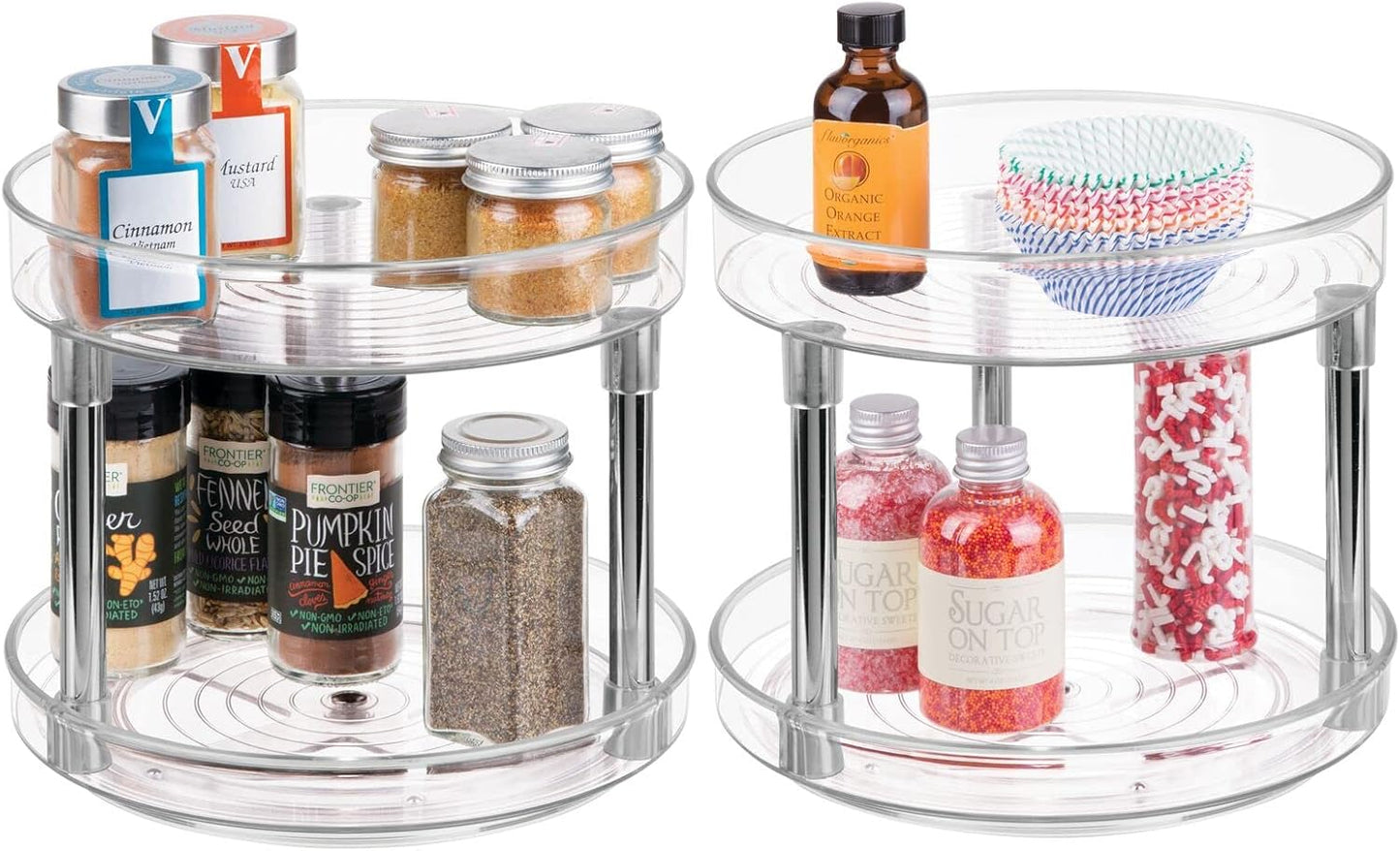 2-Tier Lazy Susan Turntable for Kitchen Cabinets, Shelf, Table, Countertop