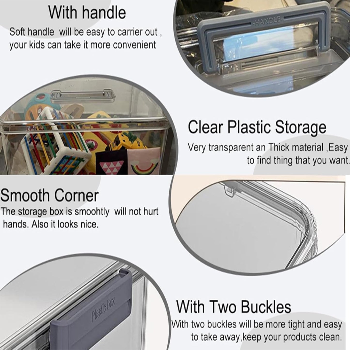 Plastic Storage Containers And Organization Bins Box Stackable with Lid and Secure Latching Buckles, Clear Clip Box For Kitchen or Pantry Storage Cabinet 4 PACK