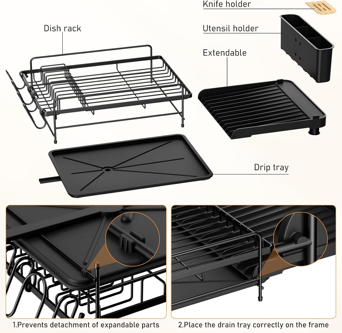 Large Dish Drying Rack, Multifunctional Dish Rack for Kitchen Counter