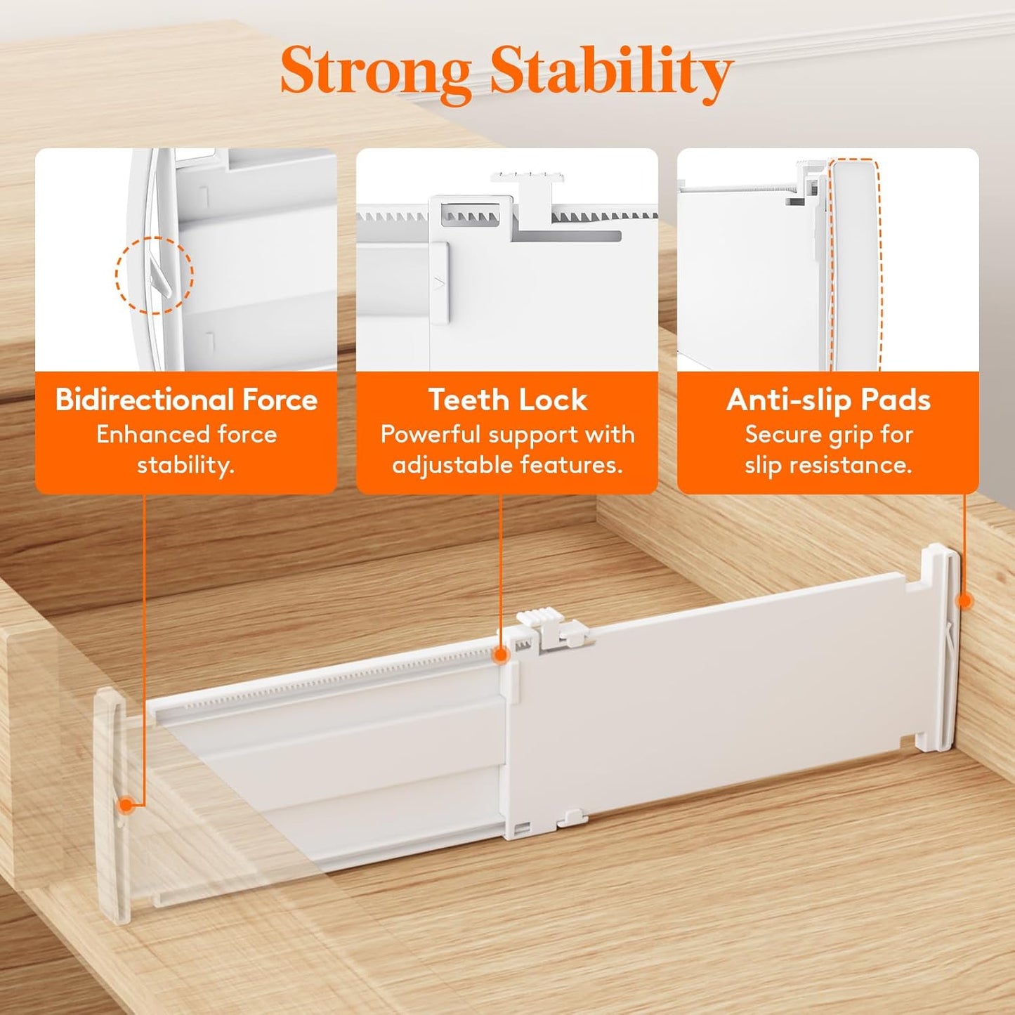 4" Tall 9 Pack Drawer Dividers, 27-42cm/10.5-16.5" Expandable Drawer Divider for Clothes