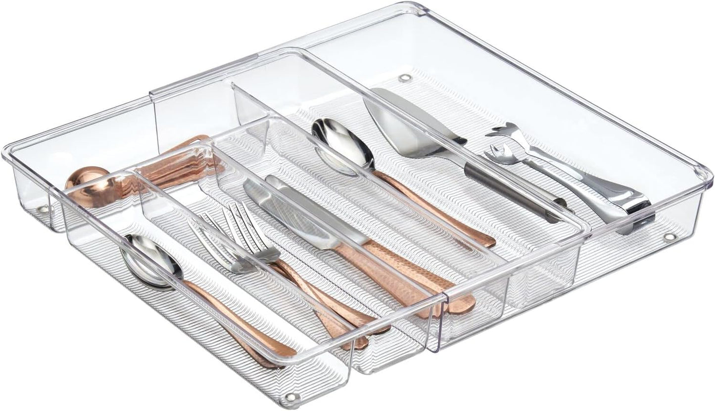 Adjustable, Expandable Plastic Kitchen Cabinet Drawer Storage Organizer Tray