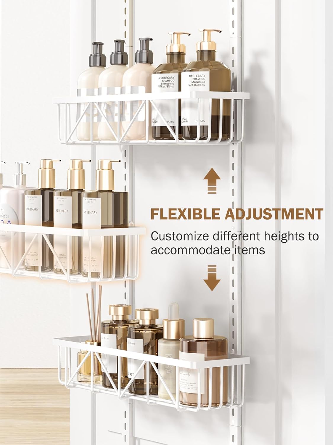 Narrow 9-Tier Over the Door Pantry Organizer, Adjustable Pantry Storage, Metal Hanging Spice Rack