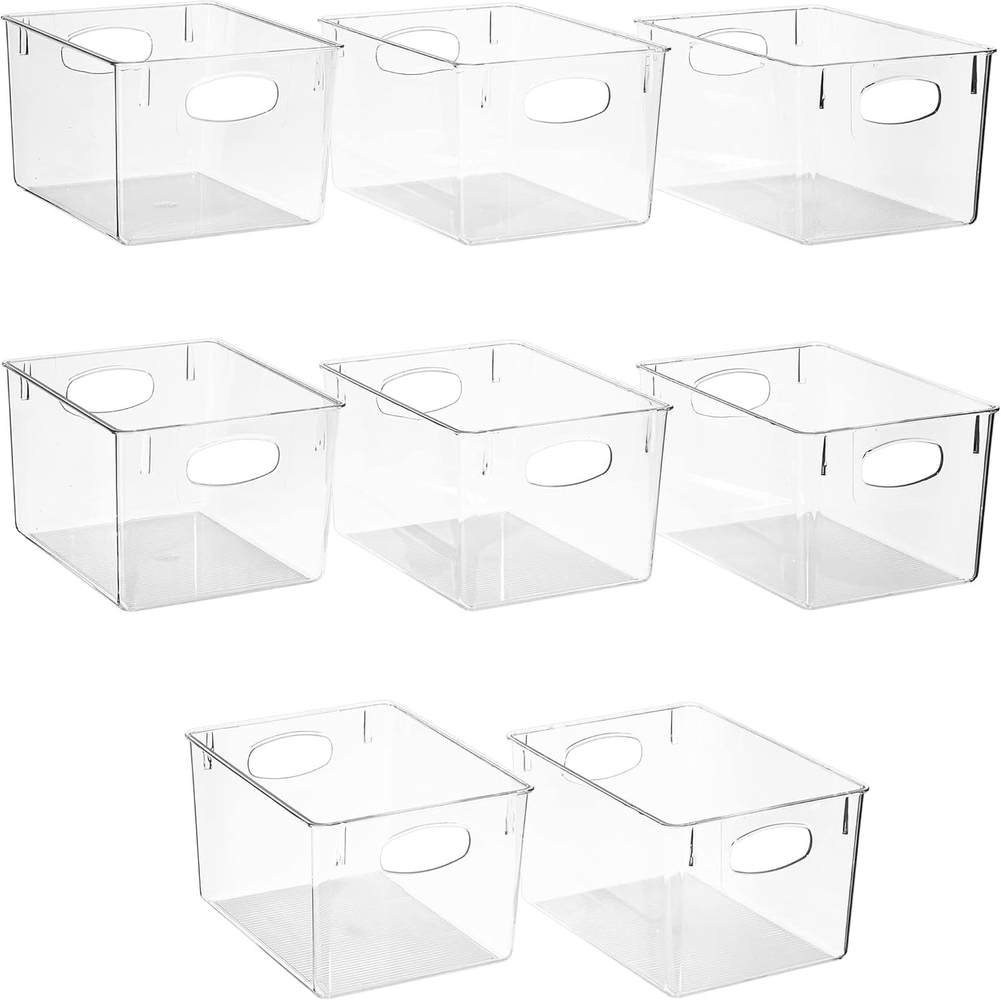 Large Clear Plastic Storage Bins for Shelves, Clothes, with Handle - Clear Storage Bins, Drawer
