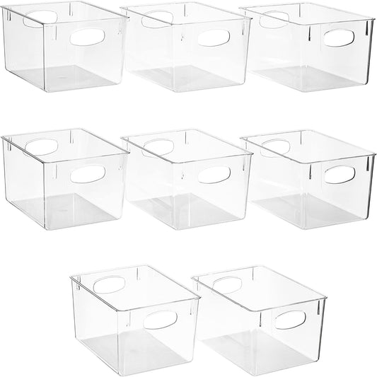 Large Clear Plastic Storage Bins for Shelves, Clothes, with Handle - Clear Storage Bins, Drawer