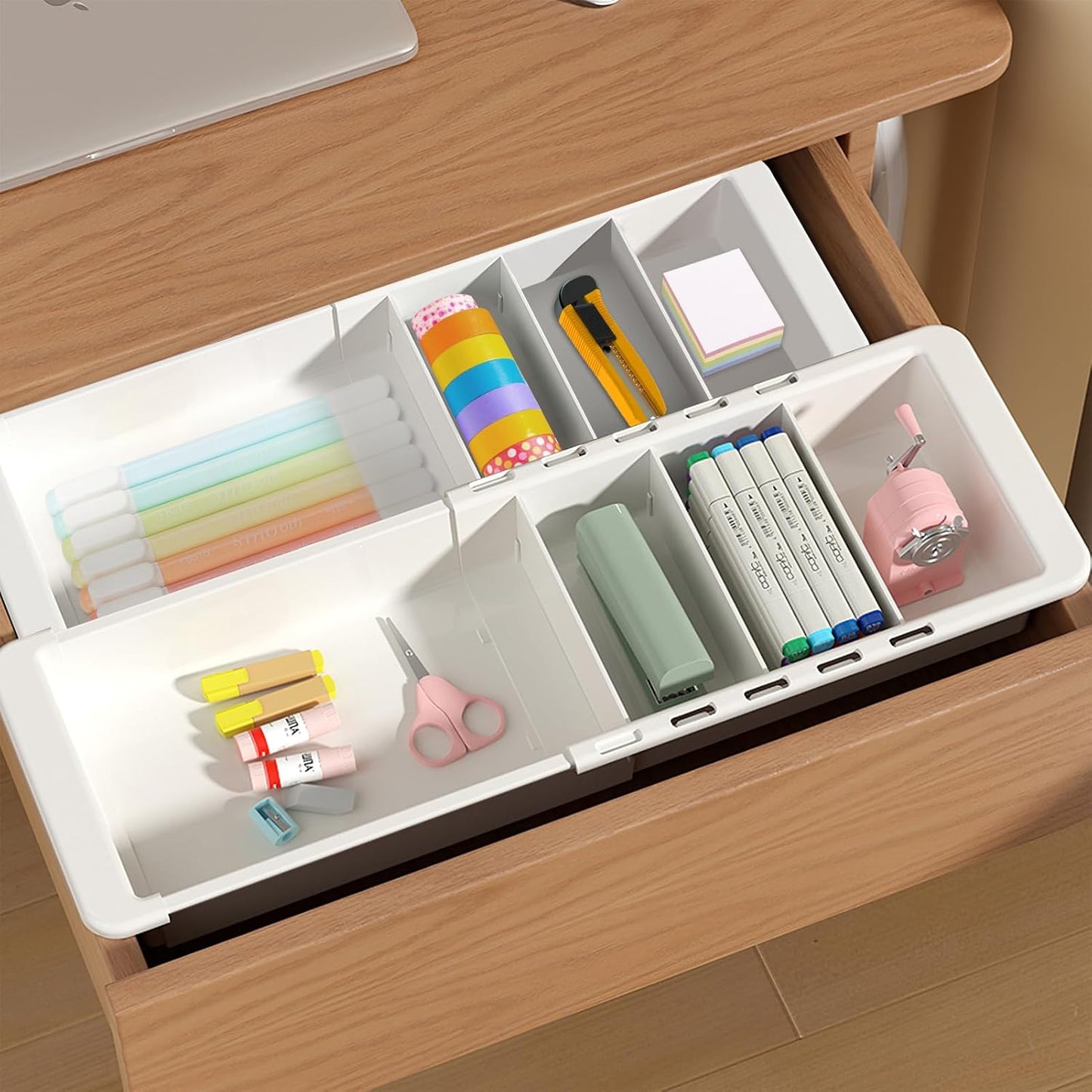 Expandable Drawer Organizer, 2 PCS Adjustable Drawer Organizer Trays