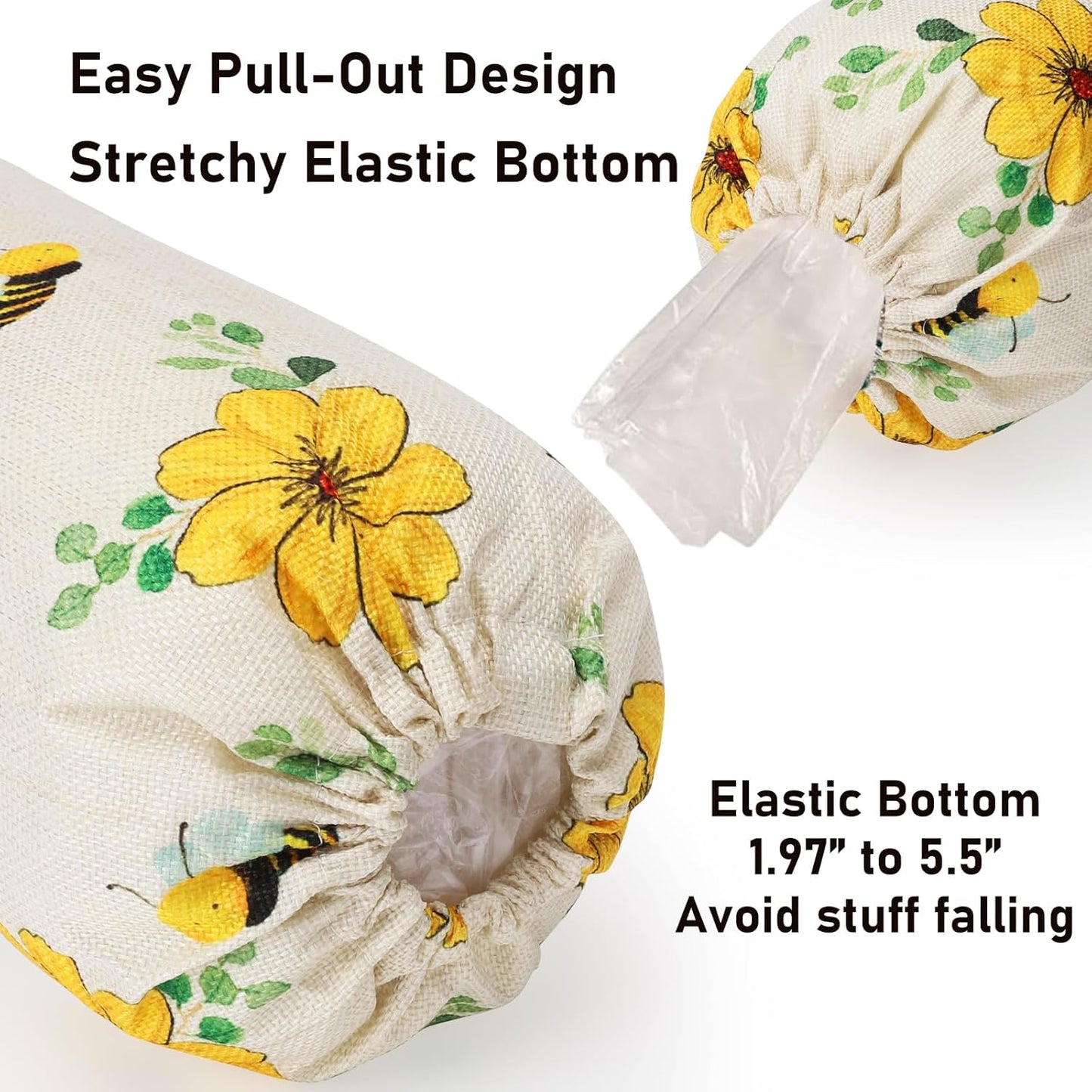 2Pcs Sunflower Plastic Bag Holder for Kitchen Essentials, Reusable Hanging Grocery Bag Organizer