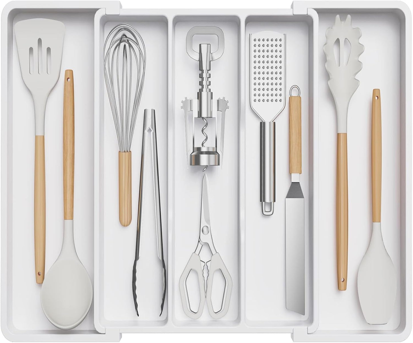 Utensil Organizer for Kitchen Drawers, Expandable Cooking Utensil Tray