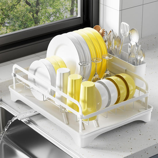 Dish Drying Rack for Kitchen Counter - Kitchen Dish Rack with Drainboard
