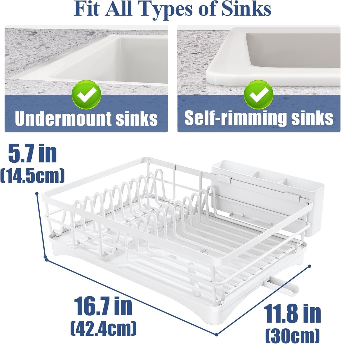 Dish Drying Rack for Kitchen Counter - Large Dish Rack with Drainboard