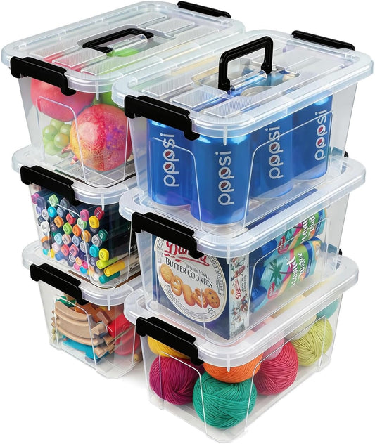 Plastic Storage Bins with Lids 6 Pack Storage Organizer