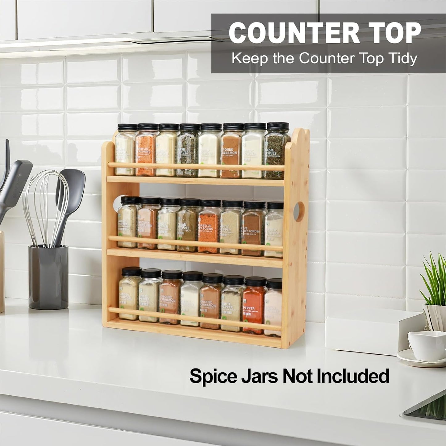 3 Tier Bamboo Spice Rack, Spice Rack Organizer