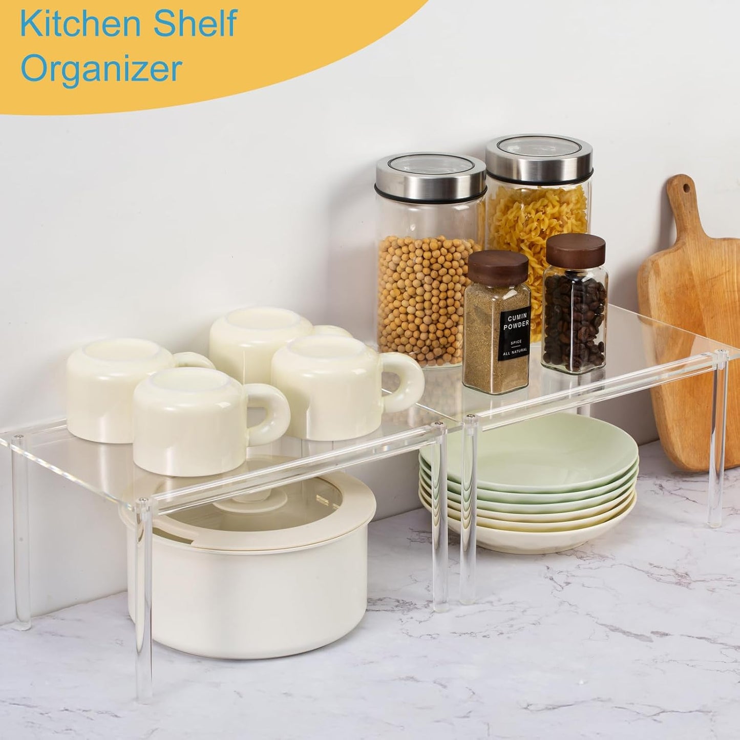 1 Pack Acrylic Cabinet Organizer, Kitchen Countertop Counter Organizer, Clear Spice Rack